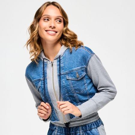 Blue Jean Crop Pullover Hoodie